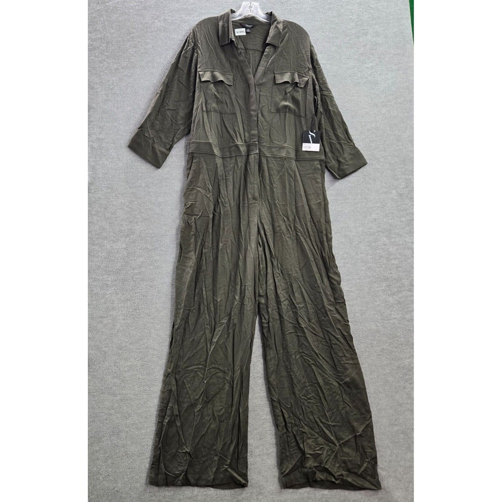 Simply Vera Vera Wang Women Jumpsuit XL Green Military Wide Leg NWT